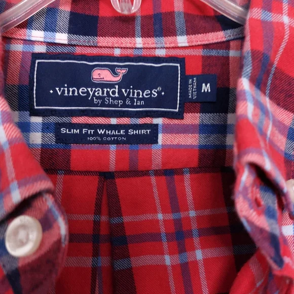 Vineyard Vines Mens M Slim Fit Ginger Rum Plaid Button Down Shirt - Picture 2 of 4